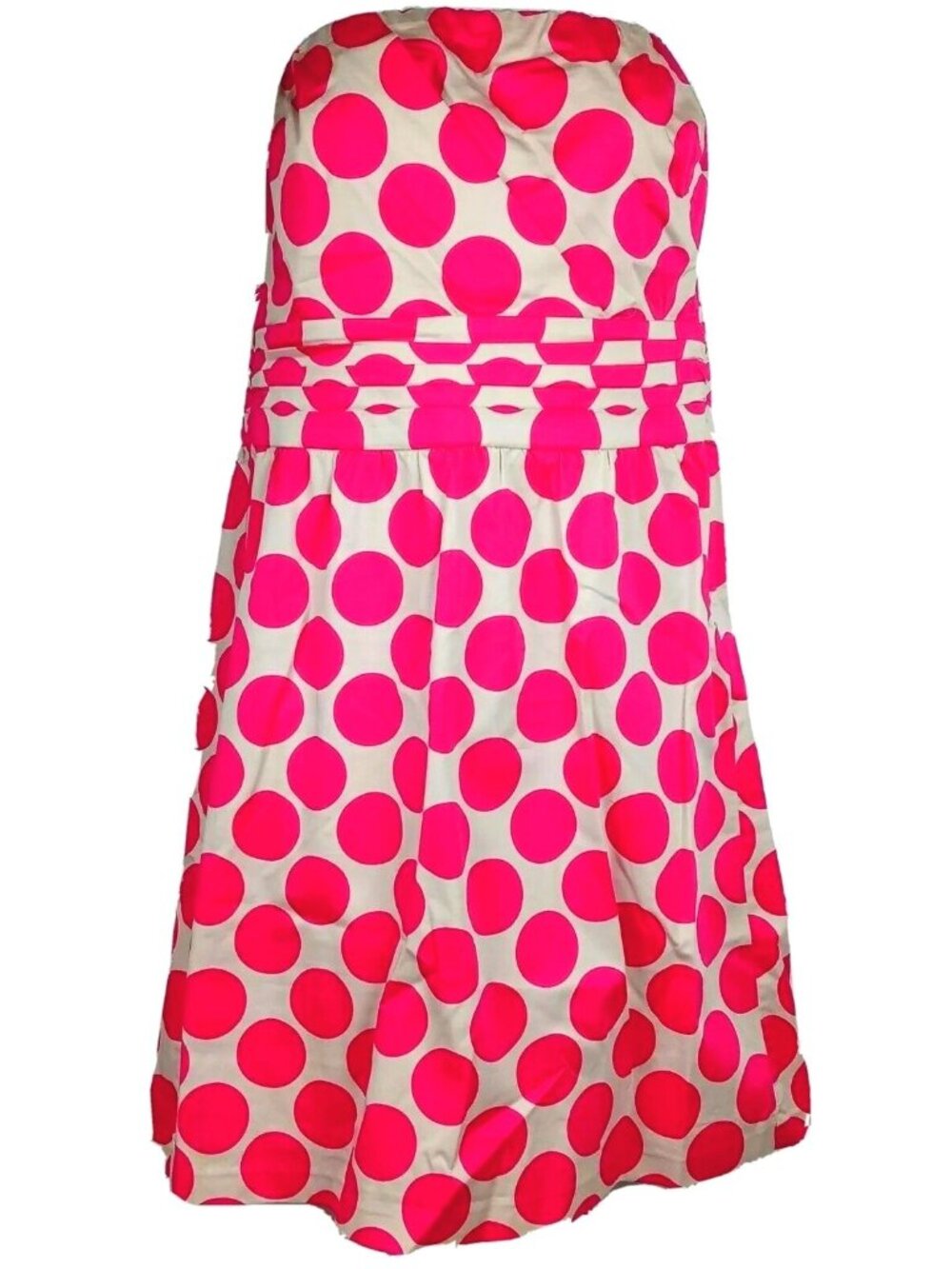 Y2k Limited Vibrant Pink Dress Polka Dot 4 Strapless Retro Barbiecore Summer